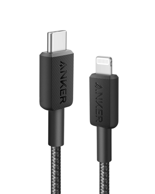 صورة كابل شحن انكر USB-C TO LIGHTNING اسود طول 1.8 متر