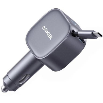 Picture of Anker Nano Car Charger (75W, USB-C Port, Built-in Retractable USB-C Cable) -Silver